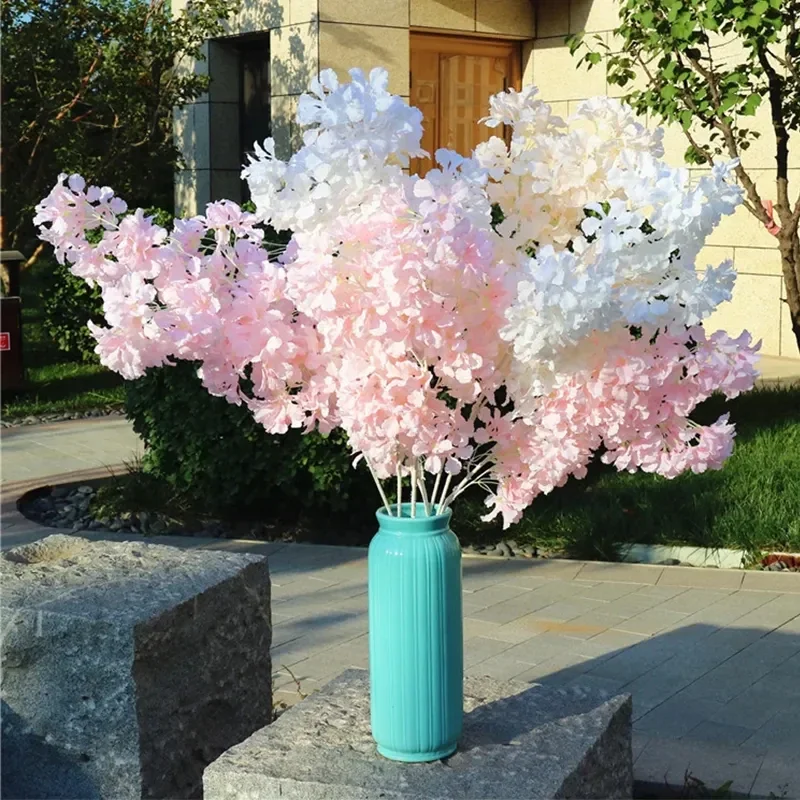 

50/100/200pcs Silk Hydrangea White Branch Drifting Snow Gypsophila Artificial Flowers Cherry Blossoms Wedding Arch Decorate