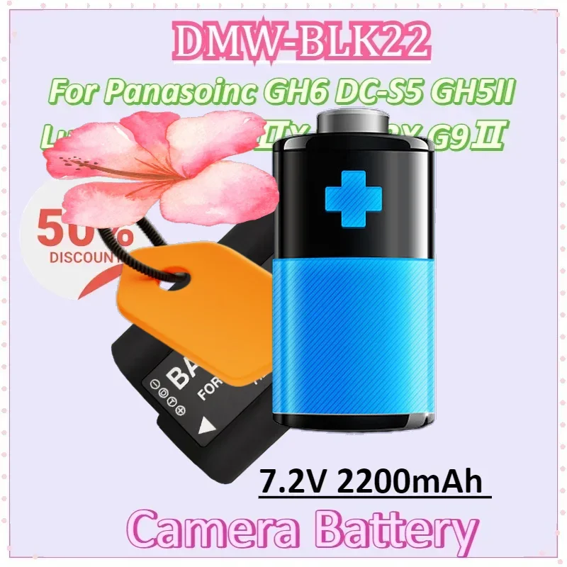 

7.2V 2200mAh Camera Battery for Panasoinc GH6 DC-S5 GH5II Lumix S5Ⅱ S5ⅡX S5M2X G9Ⅱ DMW-BLK22 Battery BLK22 Batteries