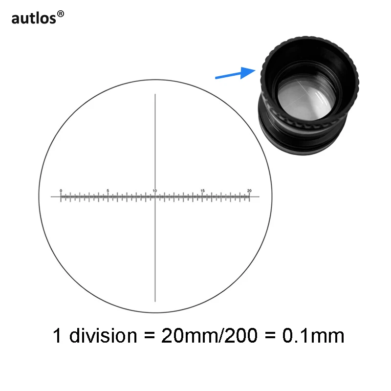 957 0.1mm Division Glass Microscope Ocular Lens Micrometer 20mm Scale Eyepiece Graticule