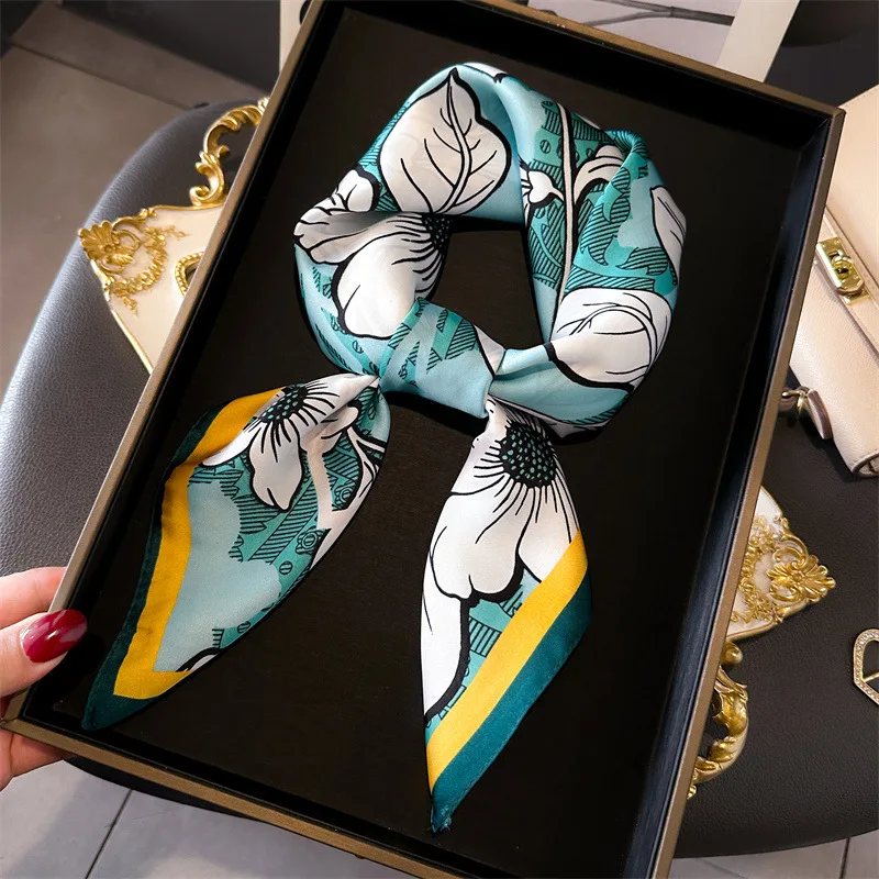 

Luxury 70*70cm Designer Print Scarf Women Silk Scarves Bandana Hijab Neckerchief Shawl Kerchief Hair Band Foulard Lady