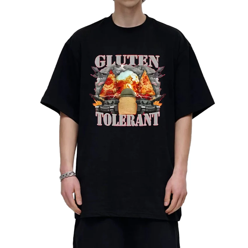 

Summer Gluten Tolerant T-Shirt Humor Funny Graphic short sleeve T-shirts Unisex harajuku Oversized T shirt Men Women Cotton Tops