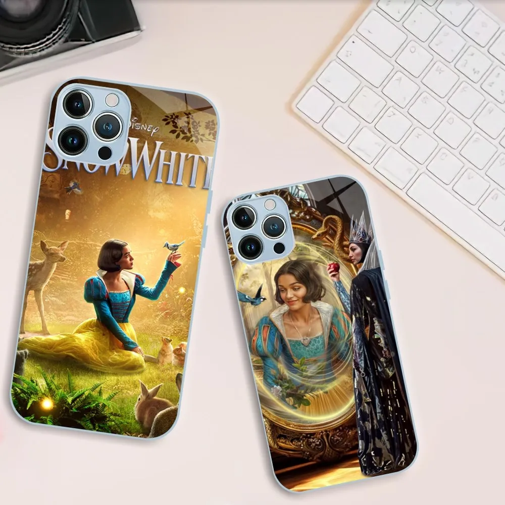 MINISO Disneys S-Snow White Phone Case For iphone Tempered Glass 11 14 12 13 Mini Pro Plus X XS MAX XR Cover