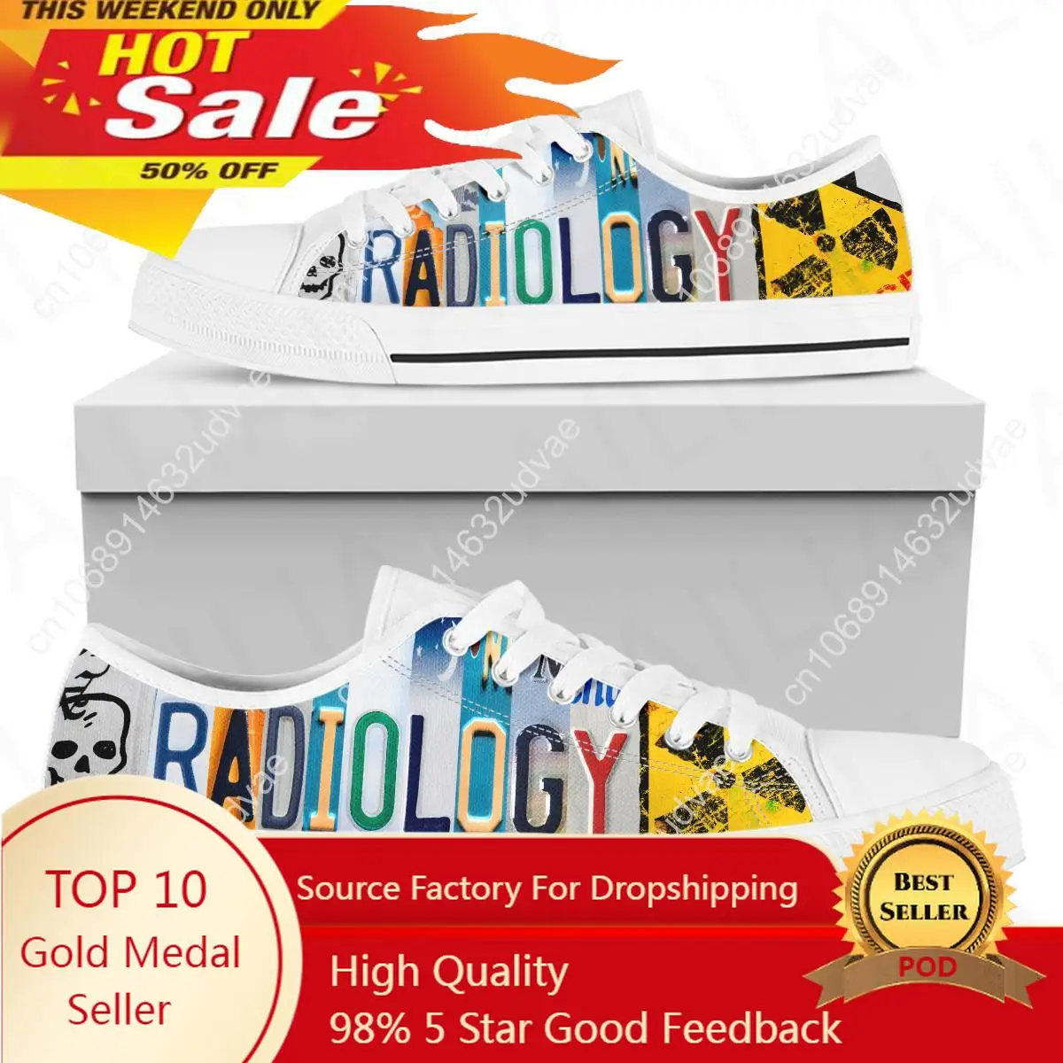 

ELVISWORDS Simple Strokes Skull Pattern Radiology Printing Lightweight Outdoor Shoes English Letter Design Sole Low Top Shoes