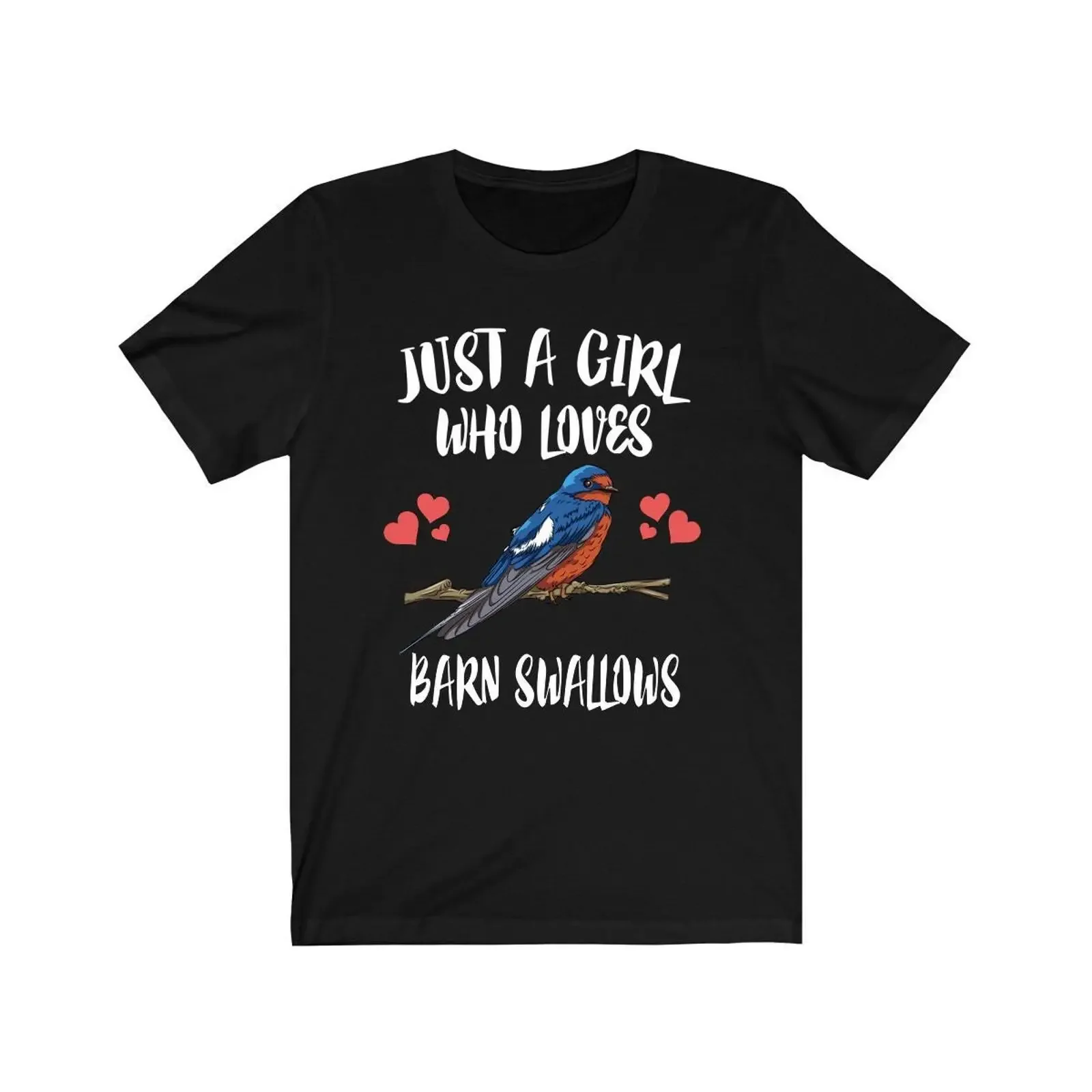 Just A Girl Who Loves Barn Swallows T Shirt Birds Birding  vintage Washed streetwear Breathable Casual fashion graphic Stylish