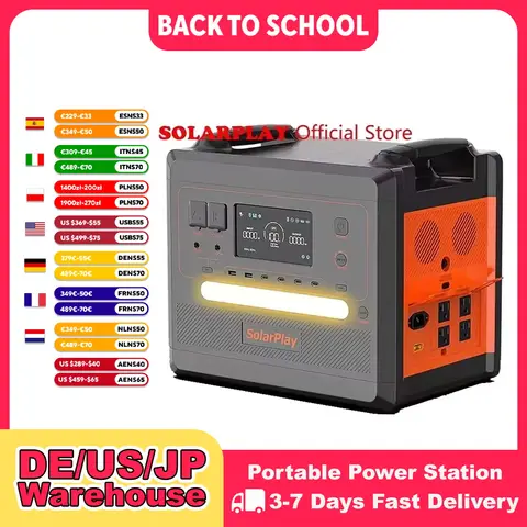 SOLARPLAY Portable Power Station 2500W/2300Wh Solar Generator with 4 AC Outlets (4800W Peak) Large Capacity Emergency Power