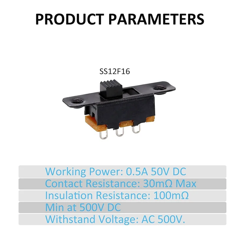 

Цифровой переключатель, крепление на панели, 3 контакта с паяным наконечником, вкл./выкл., 2 положения, 50 шт.