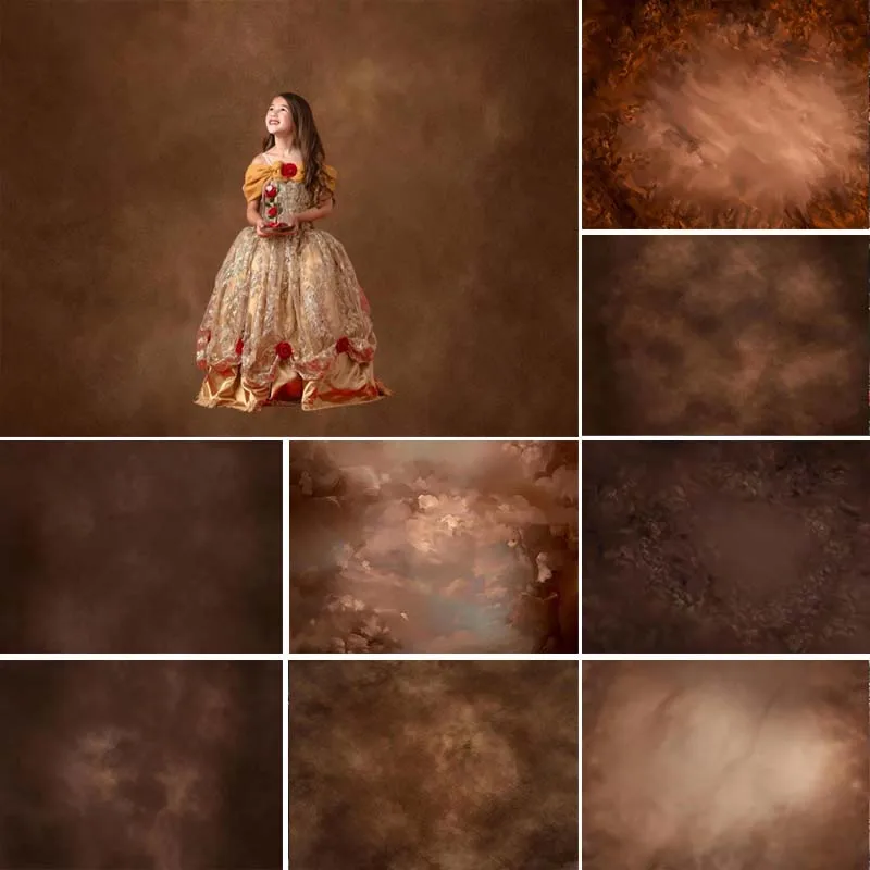 

LS Newborn Kids Abstract Texture Backdrop for Photography Dark Brown Old Master Background Photographic Studio Art Photocall