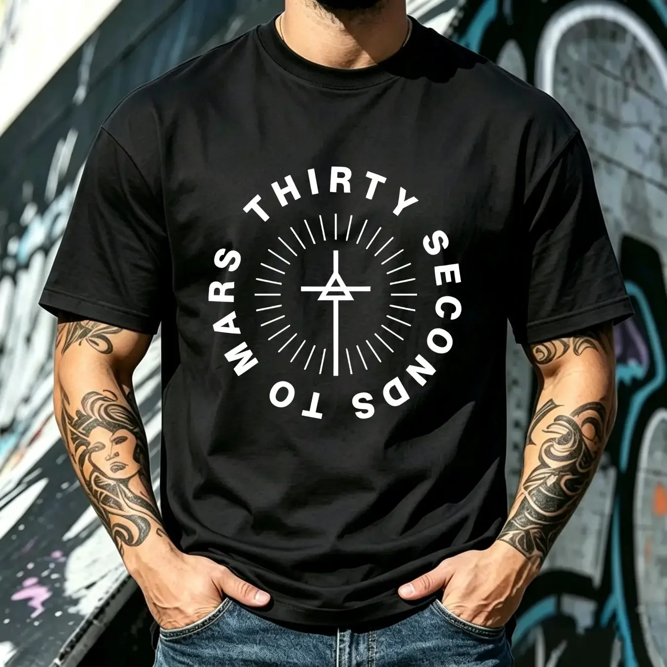 washed T Shirt Thirty Second To Mars Active vintage Washed Soft Top For Everyday Wear streetwear Versatile homme Breathable
