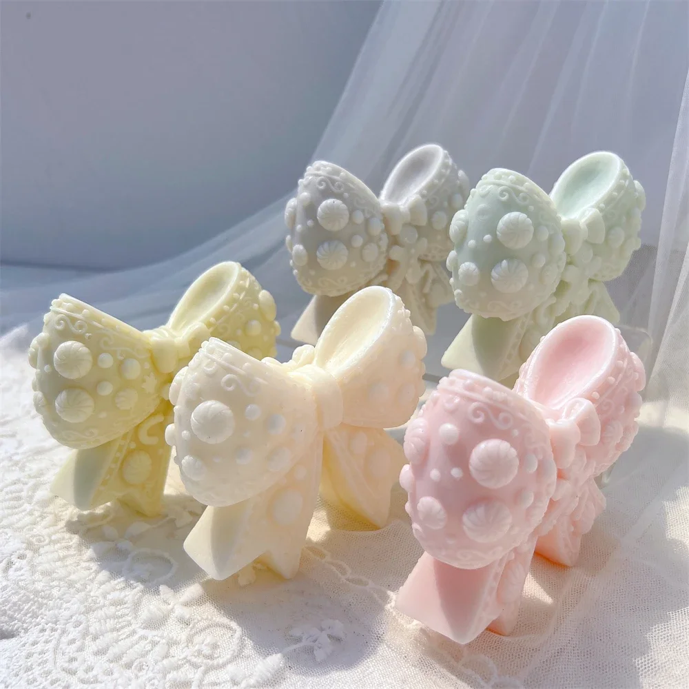 Gingerbread Christmas Bowknot Silicone Candle Mold Soy Wax Mould Xmas Bows Handmade Tool Kit