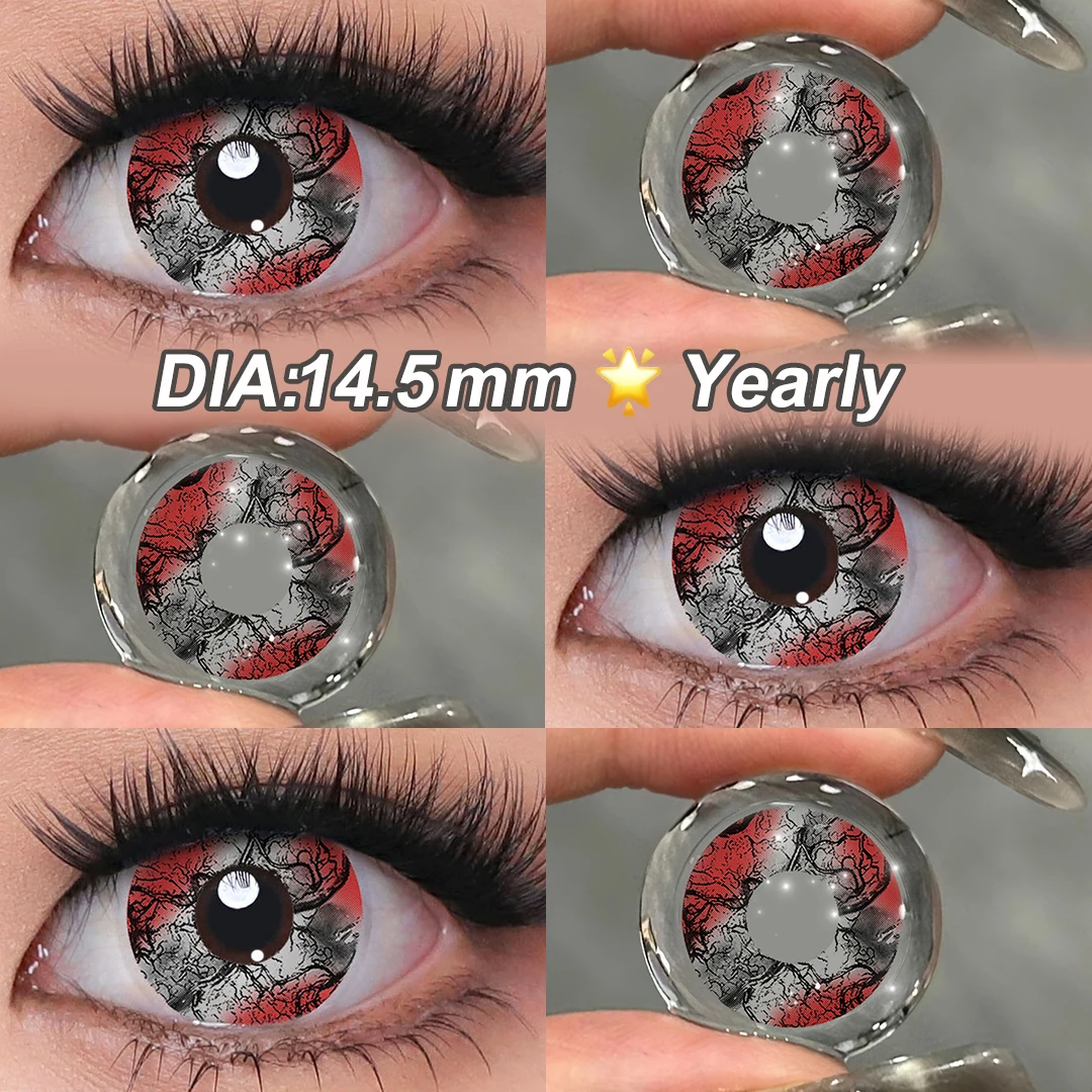 MAGITSTER Colorful Cosplay Contact Lenses Eye Lenses Multicolored Lenses Halloween Lenses White Black Red Lenses Yearly 1 Pairs