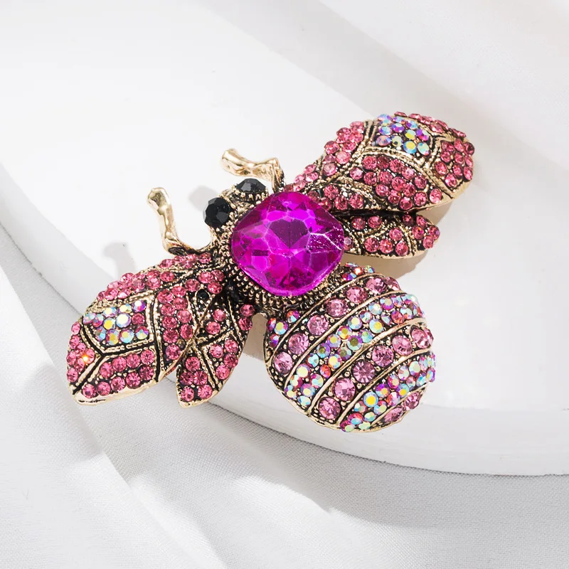 SKEDS Classic Vintage Big Rhinestone Bee Brooches Pins For Women Luxury Crystal Insect Jewelry Suit Clothing Brooch Pin Badges