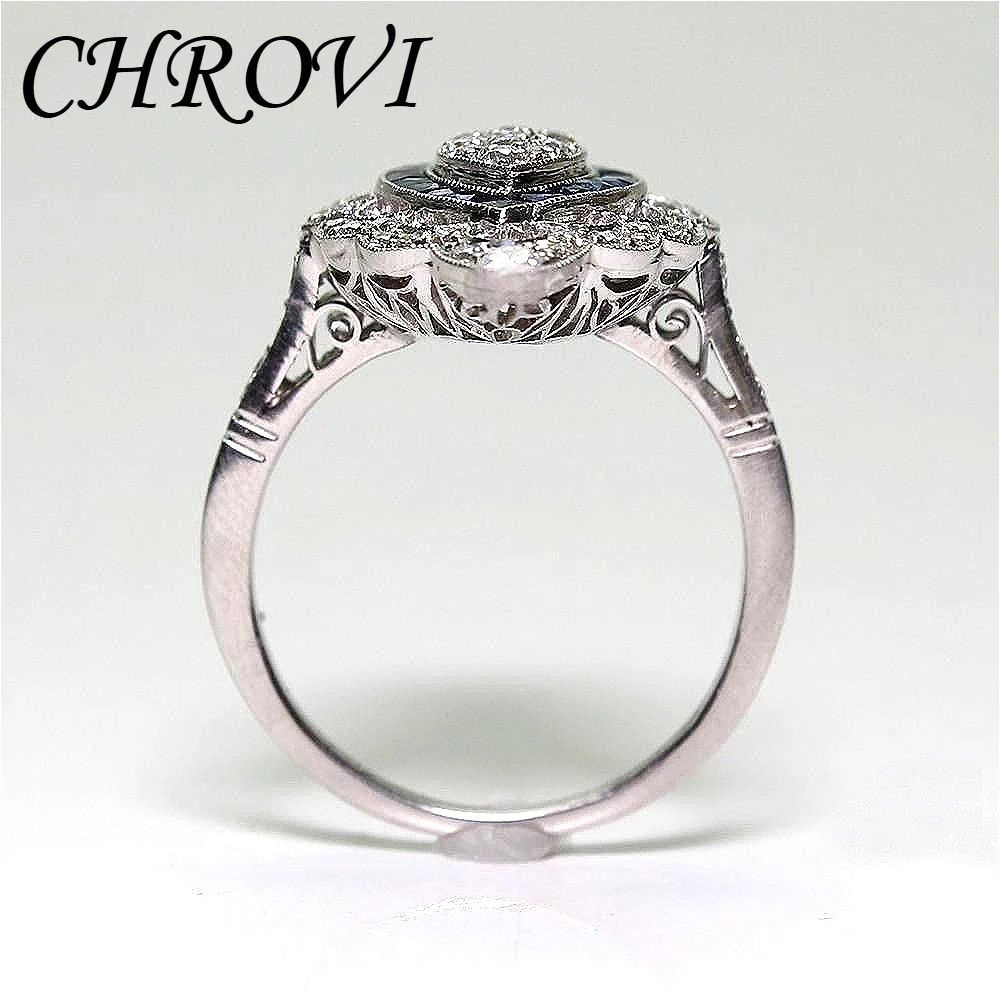 Luxuriöser Ring aus 925er Sterlingsilber mit Saphir, modischer Brautparty-Ring – Detail 3