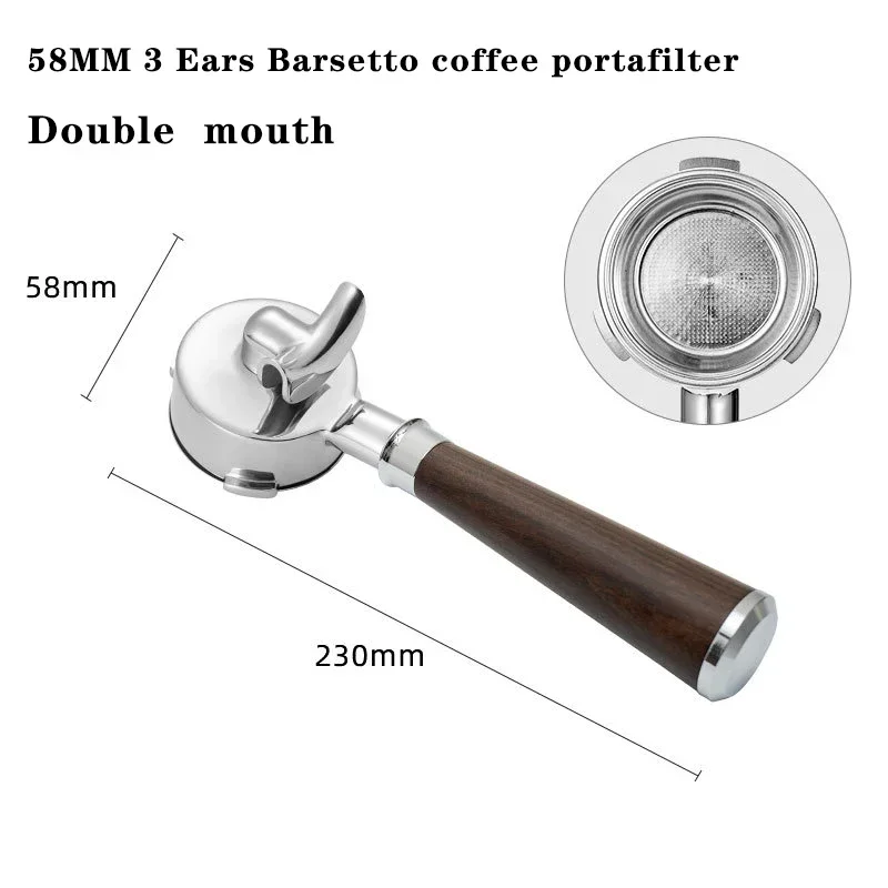 NONE 58 mm 3 Ohren Einzel-/Doppelmaul-Siebträger für Barsetto/Oster/Hibrew H10A Edelstahl-Kaffeefiltergriff-Zubehör 6