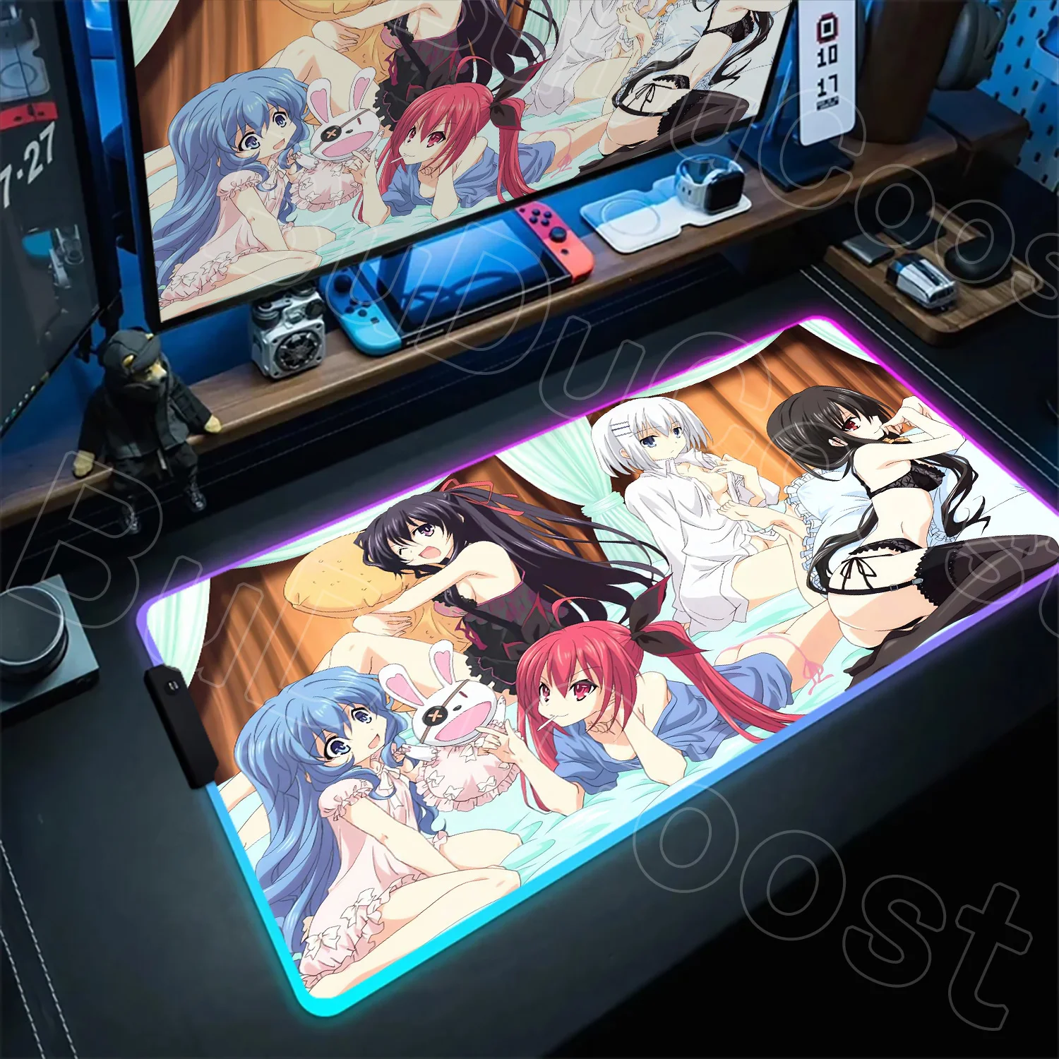 

Large Anime DATE A LIVE RGB Mouse Pad Gaming Keyboard Accessories Mausepad Office Table Decoration Mat Non-slip Desk Mats Carpet