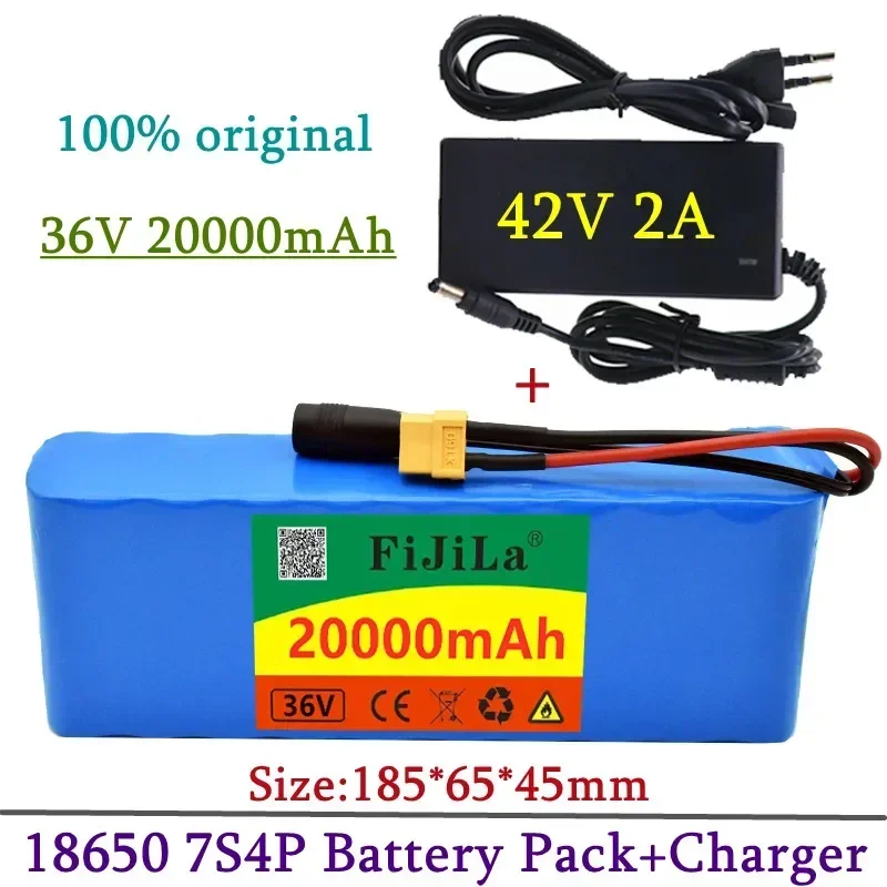 

36V 20Ah 10S2P 18650 Baterai Isi Ulang 20000MAh, Sepeda Modifikasi, Kendaraan Listrik 42V Perlindungan PCB + Pengisi Daya 42V