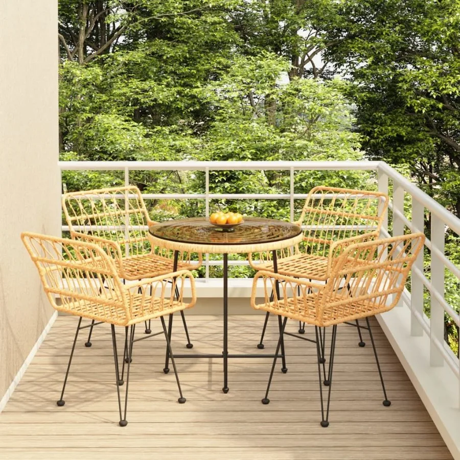 

5 Piece Patio Dining Set Poly Rattan