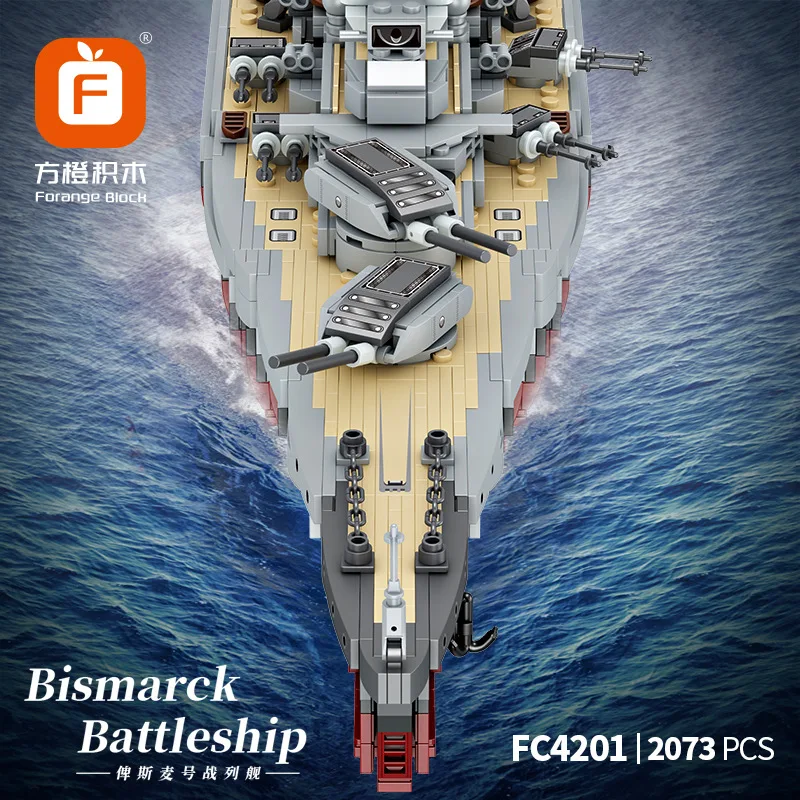 Ww2 German Army 2073PCS Bismarck Battleship Building Blocks Bricks Model Toys Collection Desktop Ornaments Boys Adult Gifts