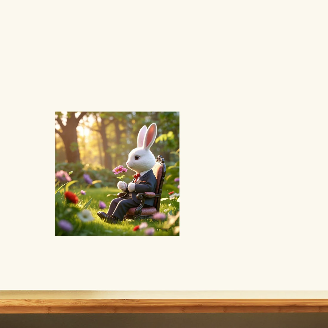 Three Ratels QHH150 Rabbit Gentleman Cartoon Wall Stickers for Children's Bedroom Decoration