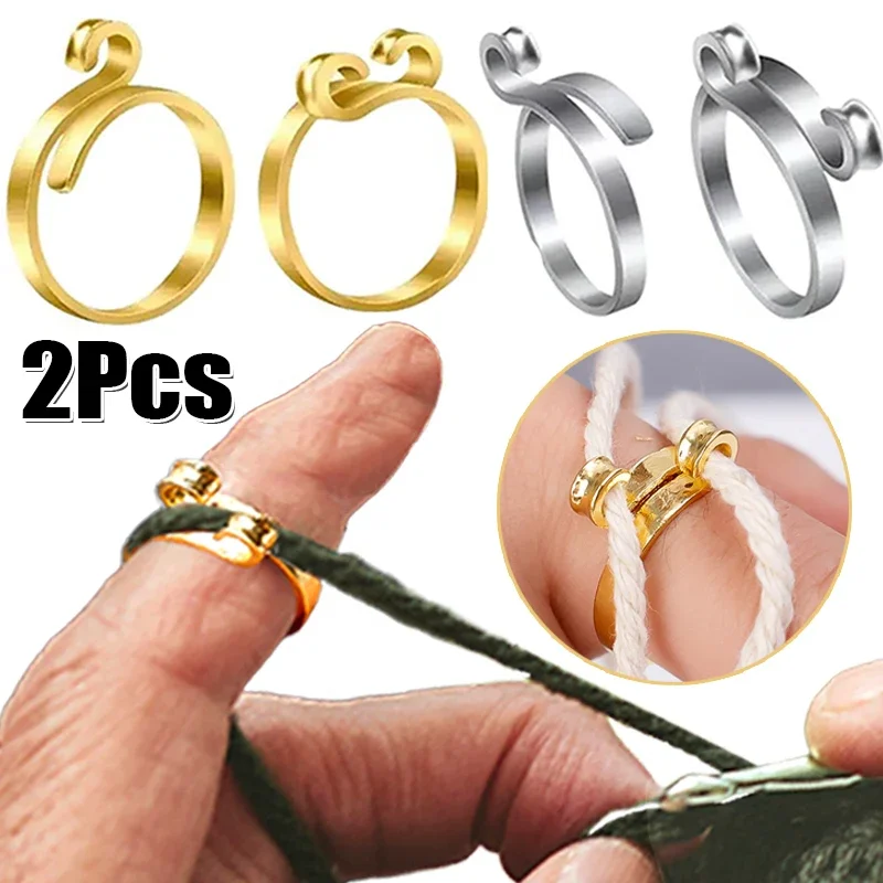 2/1Pcs Knitting Loop Crochet Shape Open Rings Adjustable Finger Wear Thimble Yarn Guide Loop Tool DIY Apparel Sewing Accessories