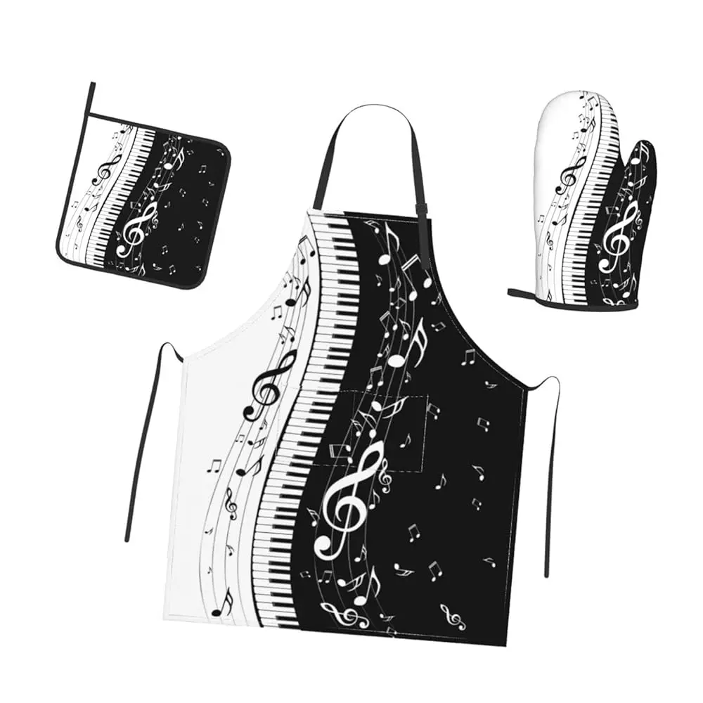 

Funny Pink Cute Cats 3 Piece Kitchen Set Waterproof Apron with Oven Mitt and Pot Holder Cooking