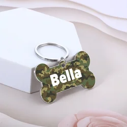 Personalized Pet Dog Tags Camouflage Bone ID Tags Customized Name Kitten Puppy Anti-lost Collar Tag for Dog Cat Nameplate Pets