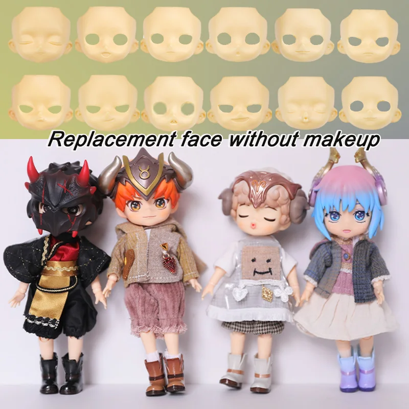 YMY Body Replacement Face without Makeup plus eyes for Gsc Clay Man Obitsu 11 Head Split Doll 1/12bjd Doll Accessories