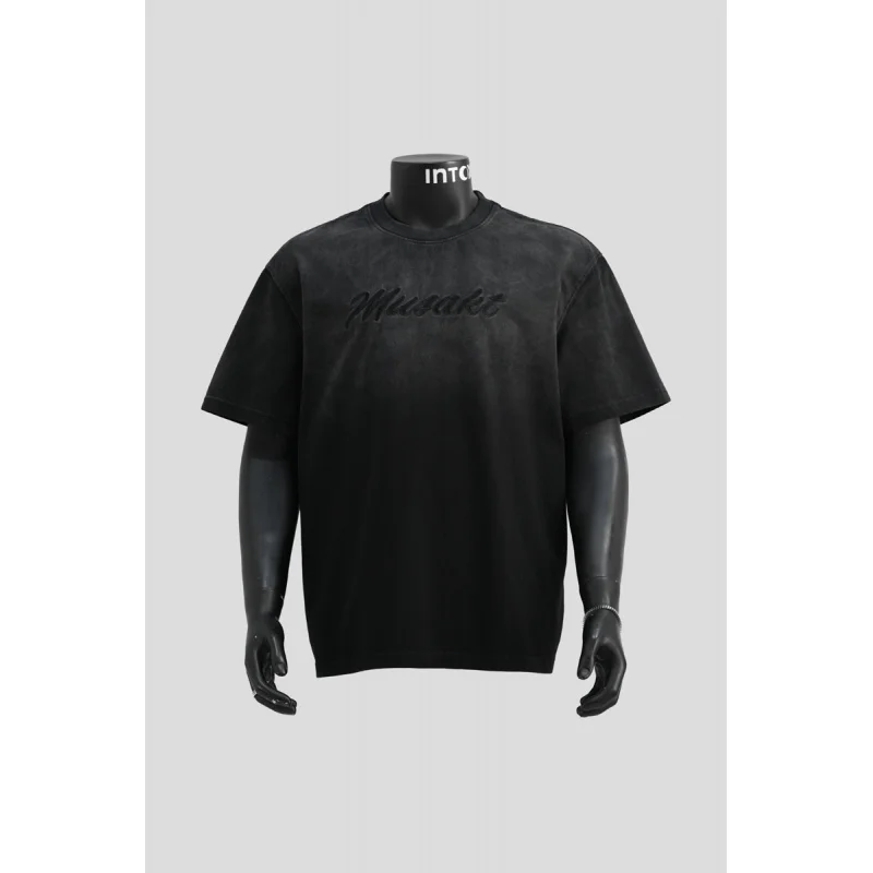 

Retro heavyweight washed vintage short sleeved T-shirt for men in summer 2025, high-end trendy brand American high street top