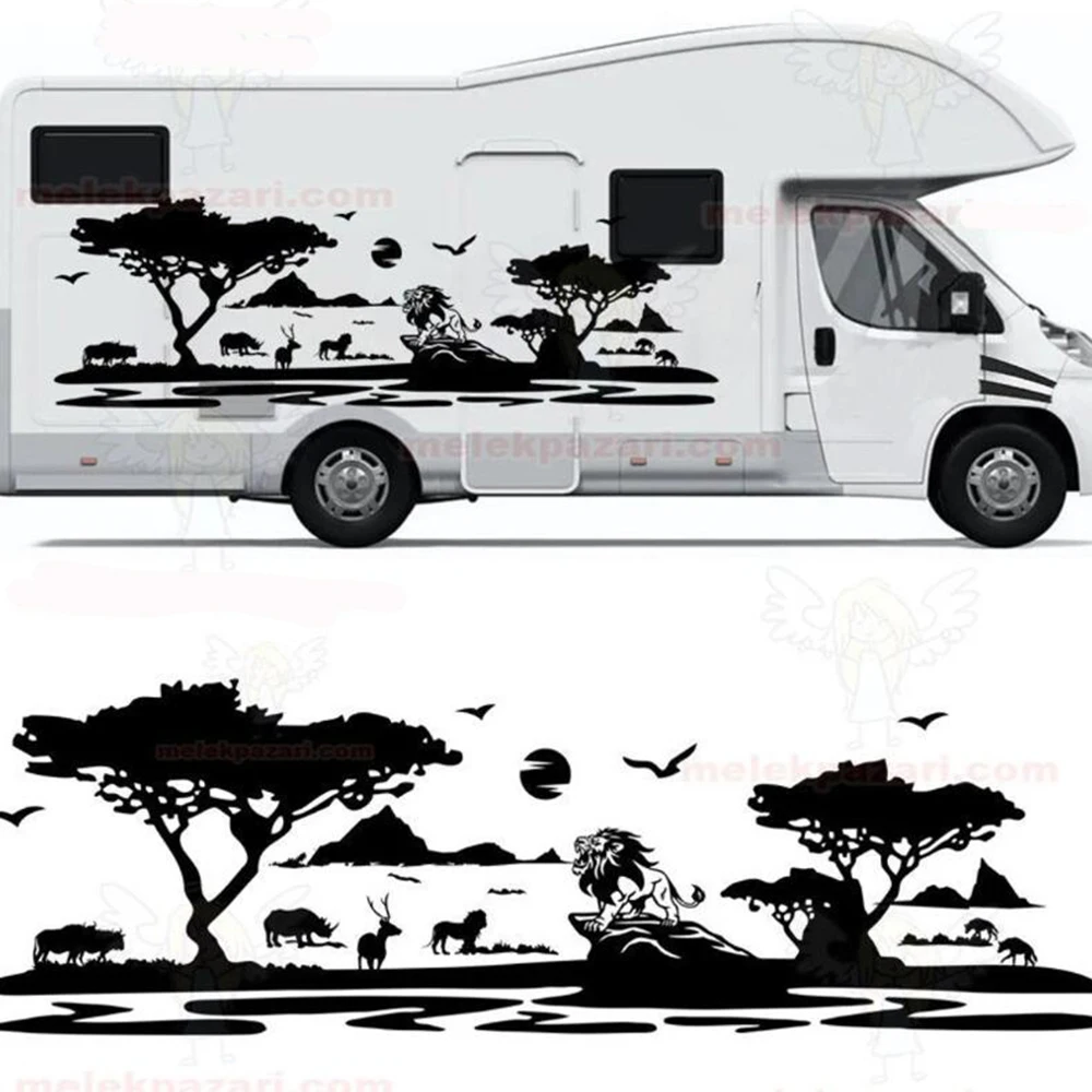 

Large African Forest Mounatin Lion Tree Truck Car Sticker Decal for Camping RV Motorhome Caravan Vinyl Travel Nature Scenery