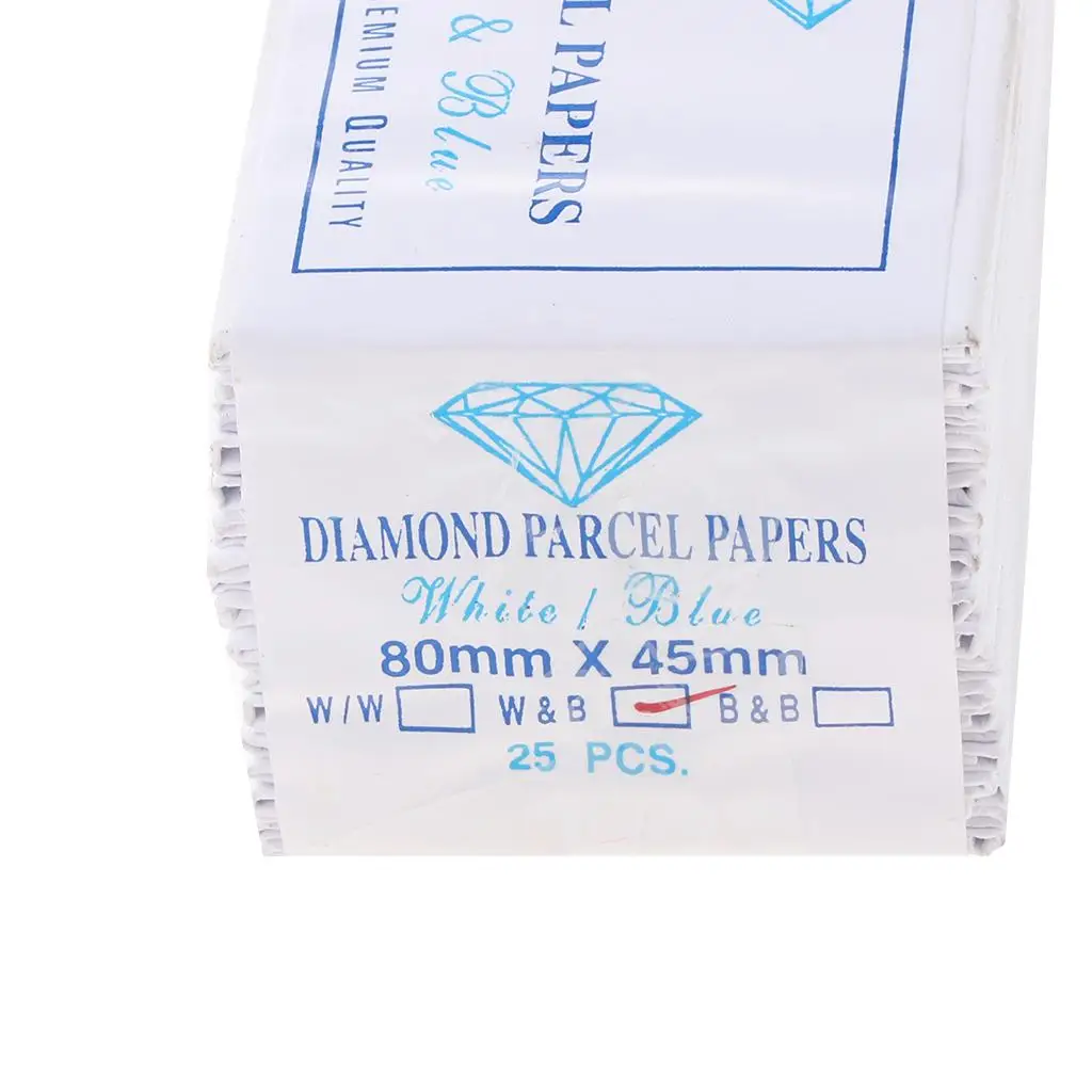 

2-5pack 25 Pieces Diamond Parcel Papers Blue And White 80 X 45mm Jewelry