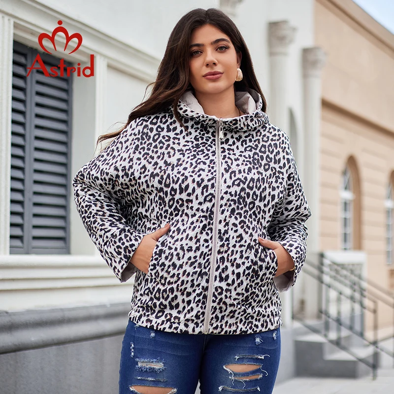 

Astrid Women's Autumn Winter Parka Plus Size Woman Clothing Fashion Leopard Padding Hood Female Reversible Jacket Quilted Coats