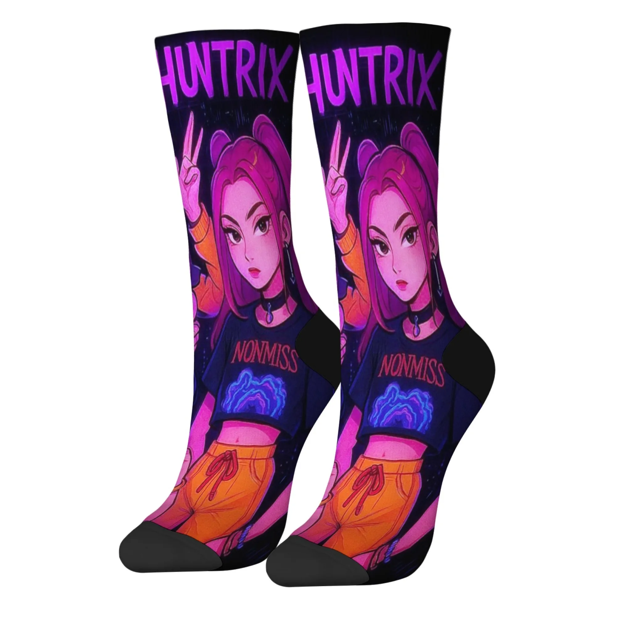 Calcetines unisex K-POP Hunter Girls Group Anime Crew, calcetines con estampado de patrón de moda, calcetines con tema de cultura de ídolo pop coreano para fanáticos