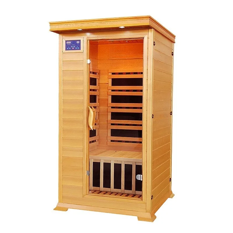 

Hemlock solid wood single and double household mobile steam room family light wave room far infrared sauna equipment