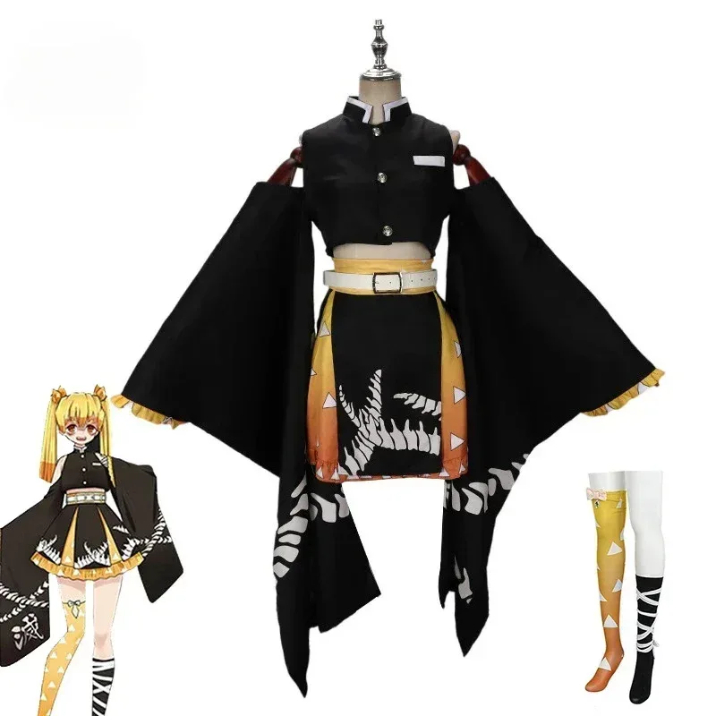 

Косплей Аниме Agatsuma Zenitsu Костюм Парик Женское Платье Лолиты Аниме Demon Slayer Kimetsu No Yaiba Косплей Кимоно Юката Out 72-й