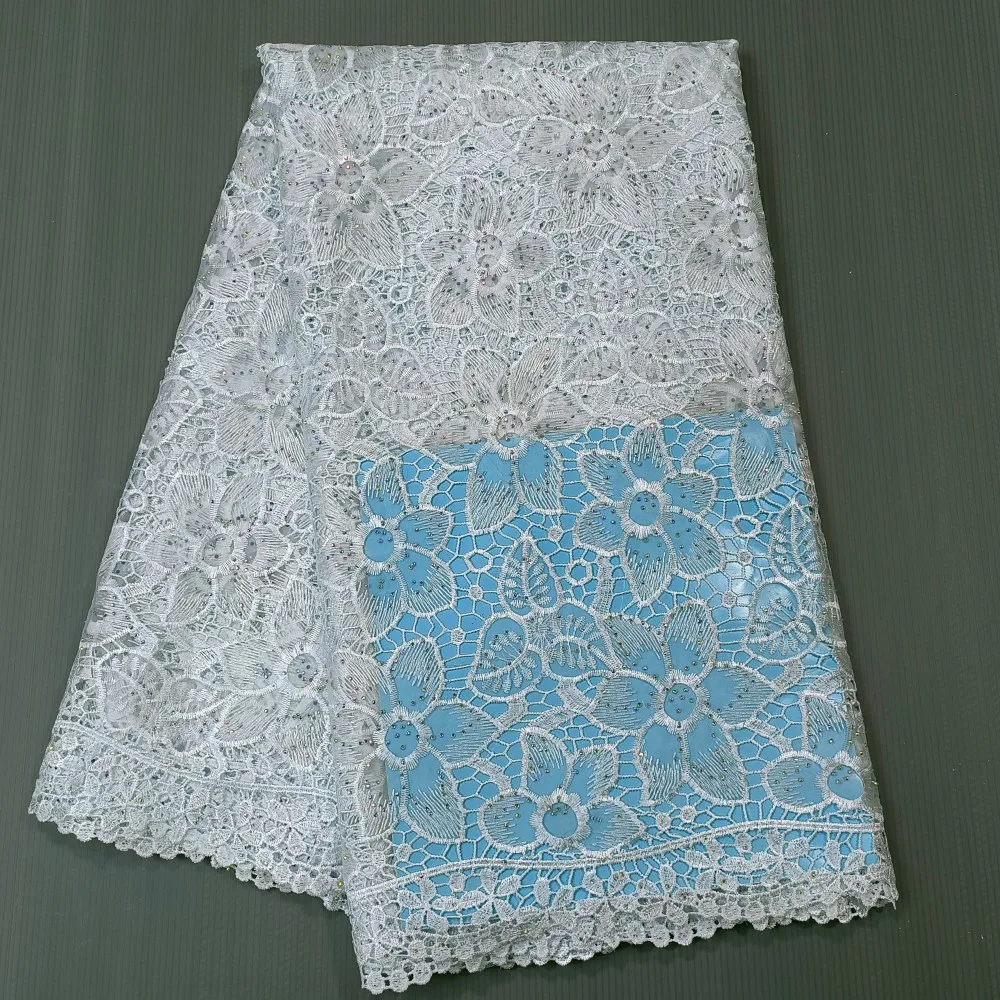 Frican Organza Chiffon Silk Rhinestones Embroidery 2025 Lace Trim Fabric Body-Friendly Kenyan French Apparel Textile CO1150