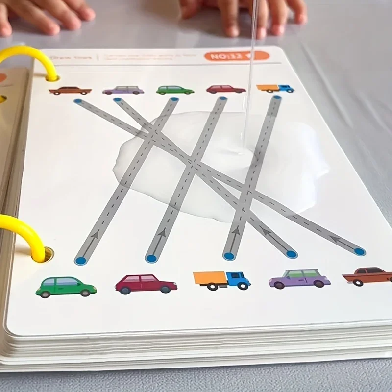 Reusable Magic Tracking Workbook with Pen & Eraser Educational Drawing and Pen Control Training Fun Animal & Number Activities