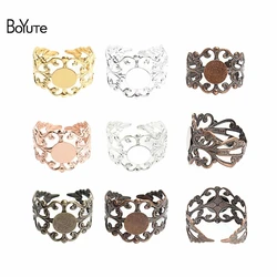 BoYuTe (20 Pieces/Lot) 8MM Flat Ring Base Metal Brass Filigree Adjustable Ring Setting Diy Handmade Jewelry Findings Components