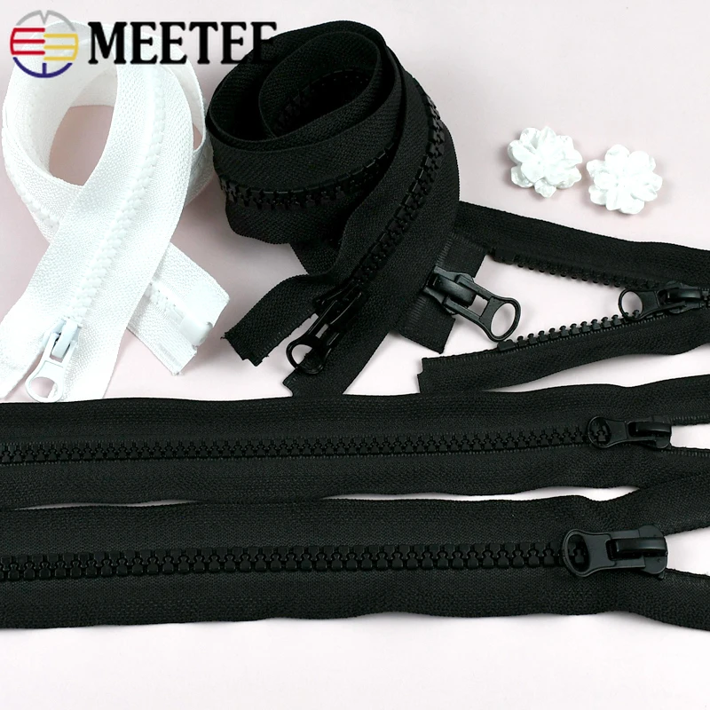 

Meetee 5# 8# Double Slider Resin Zippers 60-300cm Open End Down Jacket Coat Tent Decor Zipper Repair Kit DIY Sewing Accessories