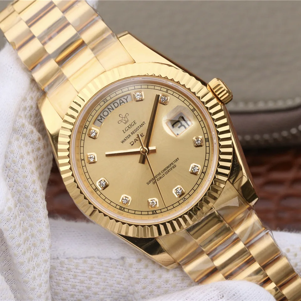 Diamantes dial relógio de pulso para homens marca superior de luxo moda masculina relógio casual quartzo relógio de pulso resistente à água masculino