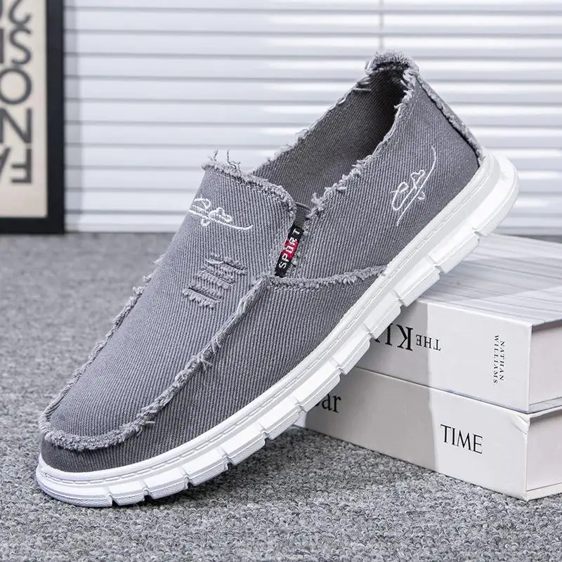Men\'s Washed Fabric Casual Shoes Anti Slip and Wear-resistant Driving Shoes Canvas Shoes