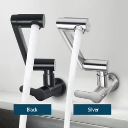 Grifo para fregadero de cocina, accesorio de acero inoxidable 304, con un solo orificio y rotación de 360 °, plegable, Universal, para agua fría, fregona, para balcón y piscina