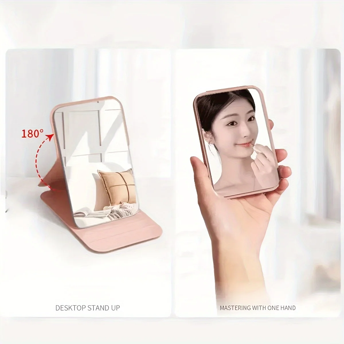 1 Piece 4.25x2.76inch Portable Folding Makeup Mirror, Simple Pocket  Desktop Women's Standing and Handheld Small Travel Mirror