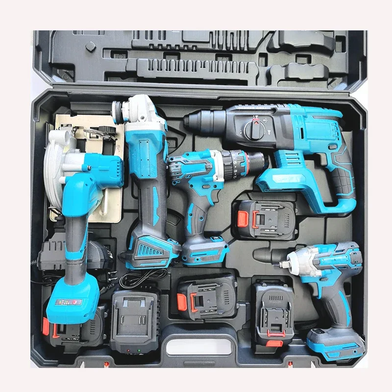 

Power Tool Kits Electric Hammer Impact Drill Brushless Angle Grinder Cordless Wrench Portable Circular Saw Combination Tool Set