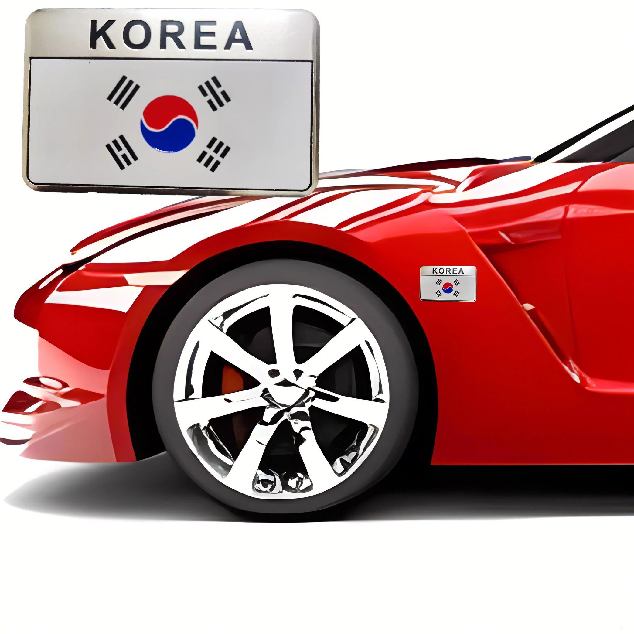 korea car sticker Metal national flag personalized car decoration sticker Suitable for Hyundai Kia BMW Renault, KG, Tesla