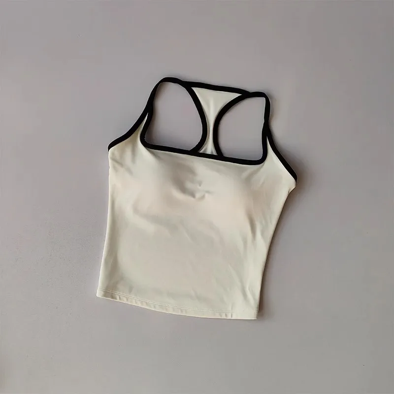 

Sports and Fitness Vest with Chest Pad Summer Shockproof Beauty Back Nude Feeling Suit Pilates Training Yoga Top Yoga Clothing