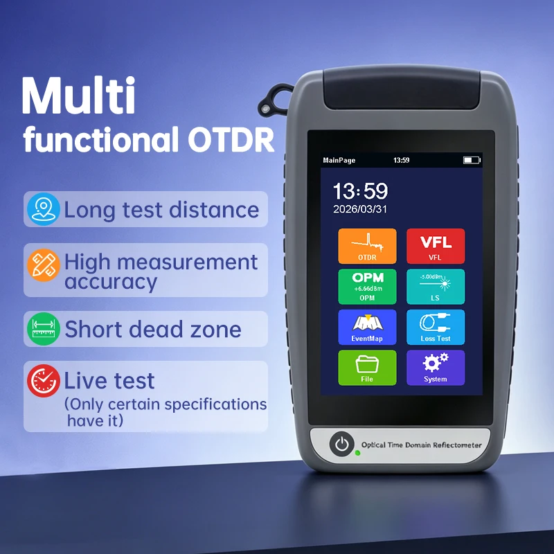 High-precision OTDR optical time domain reflectometer, multifunctional fiber optic tester, stable light source, optical power meter, red light pen all-in-one device