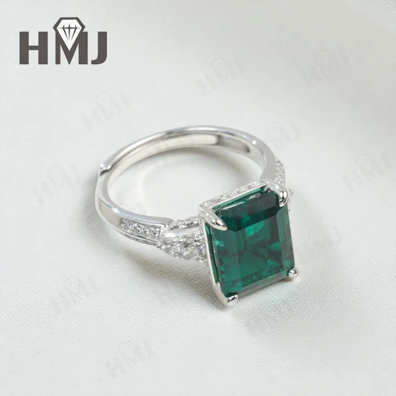 

Emerald Cut Ring2.5-4.5CT Lab Grown Ruby Sapphire Colombian 925 Silver Ring for Women Men Engagement Christmas Party Jewely Gift