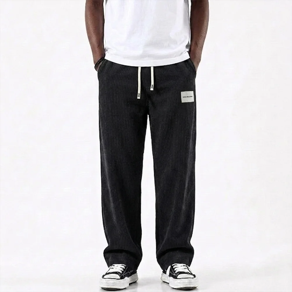 Herren Cordhose Einfarbig Lässige Lange Hose Mode Hip-Hop Streetwear Locker Sitzende Männliche Hose im Schlichten Stil – Detail 7