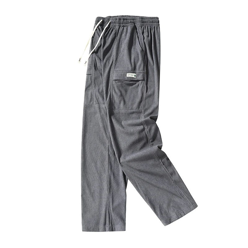

Мужские повседневные брюки из чистого хлопка с большими карманами, универсальные весенне-осенние студенческие спортивные прямые рабочие брюки