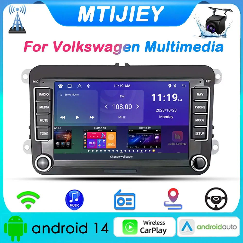 

MTIJIEY Android14 7" Car Stereo Car Radio Carplay for VW Volkswagen Jetta Passat Golf Polo GPS Wifi FM Audio Multimedia Player