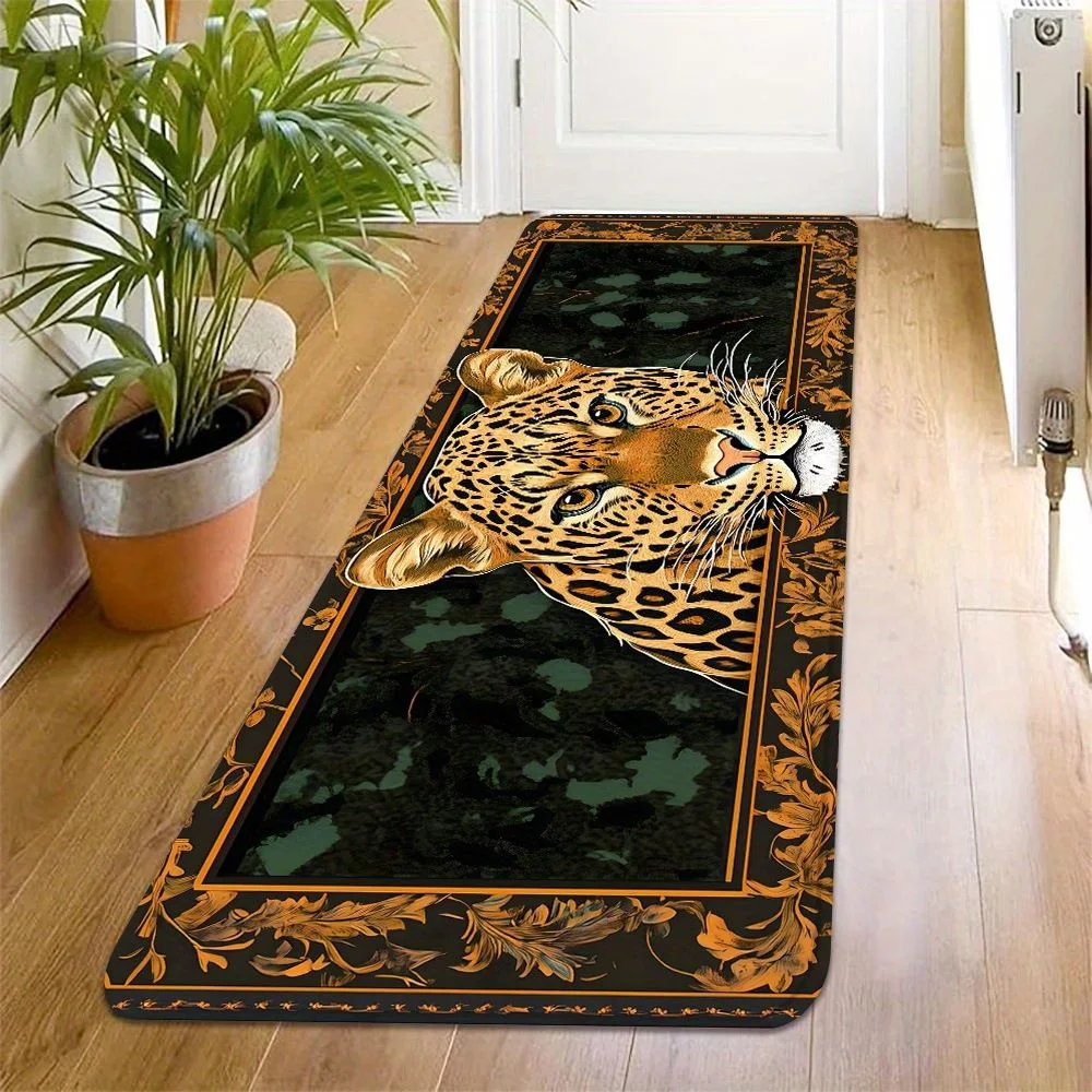 VIKAMA Jaguar-Leopardenmuster, langer Teppich, waschbar, rutschfest, Küchenmatte, Schlafzimmer, Flur, Teppich, Heimdekoration – Detail 4